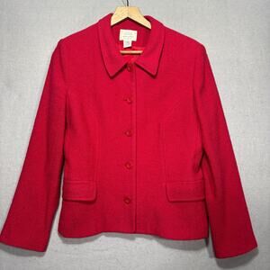 VTG Field Manor Wool Blend Coat 12 Red Classic Minimalist Tailored 90s Old Money